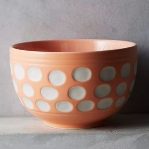 NIB Anthropologie Darling Dots Cereal Bowl - Peach